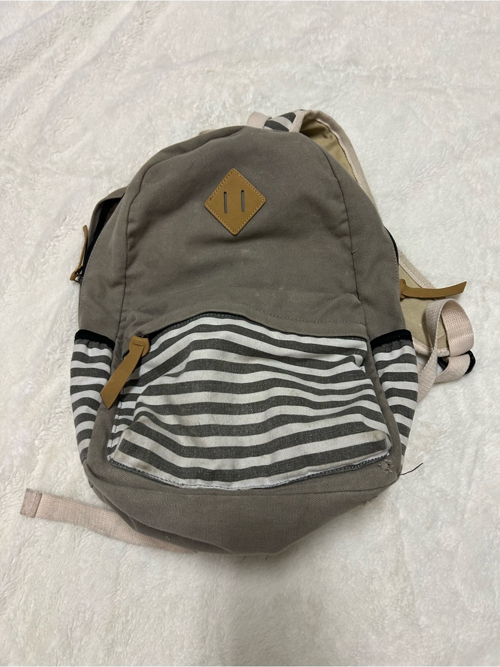 Gray striped backpack